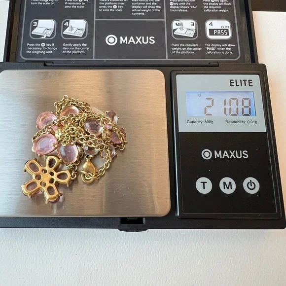 Coach Daphne Pink Glass Floral Drop Necklace Gold Tone Signed Rare - Picture 8 of 11